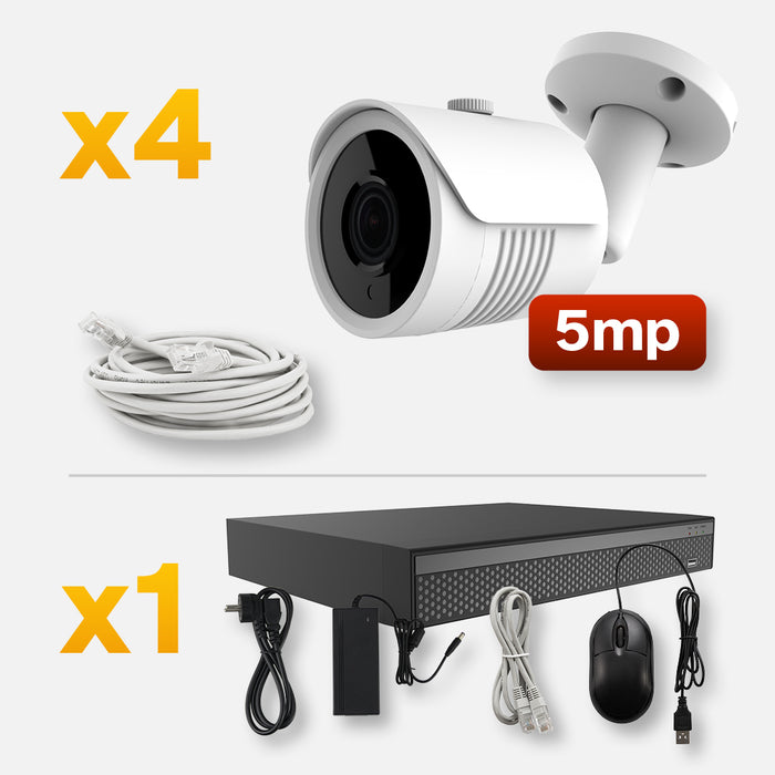 Övervaknings kit POE 5 MP 4 Kameror upp till 9 kameror vid utbyggnad
