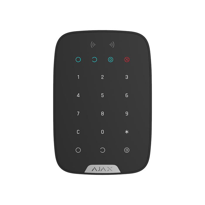 AJAX Keypad Plus (8EU) ASP Black | Wireless touch keypad supporting encrypted contactless cards and key fobs | svart