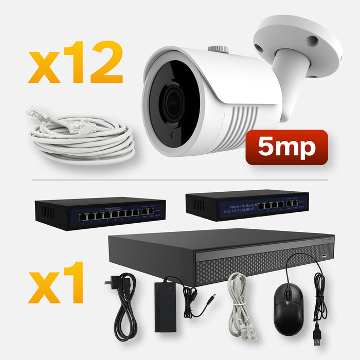 Övervaknings system POE 5 MP, 2-16 kameror, 1-2 switchar