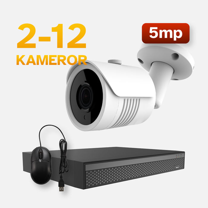 Övervaknings system POE 5 MP, 2-16 kameror, 1-2 switchar
